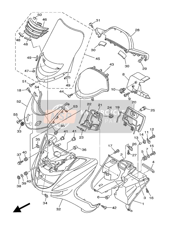 Yamaha YP250A 2003 Bouclier de jambe pour un 2003 Yamaha YP250A